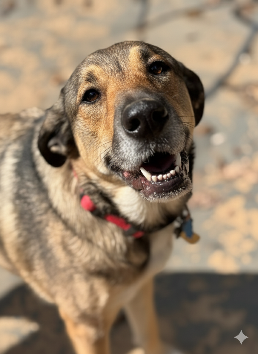 Smiling dog with tongue out
